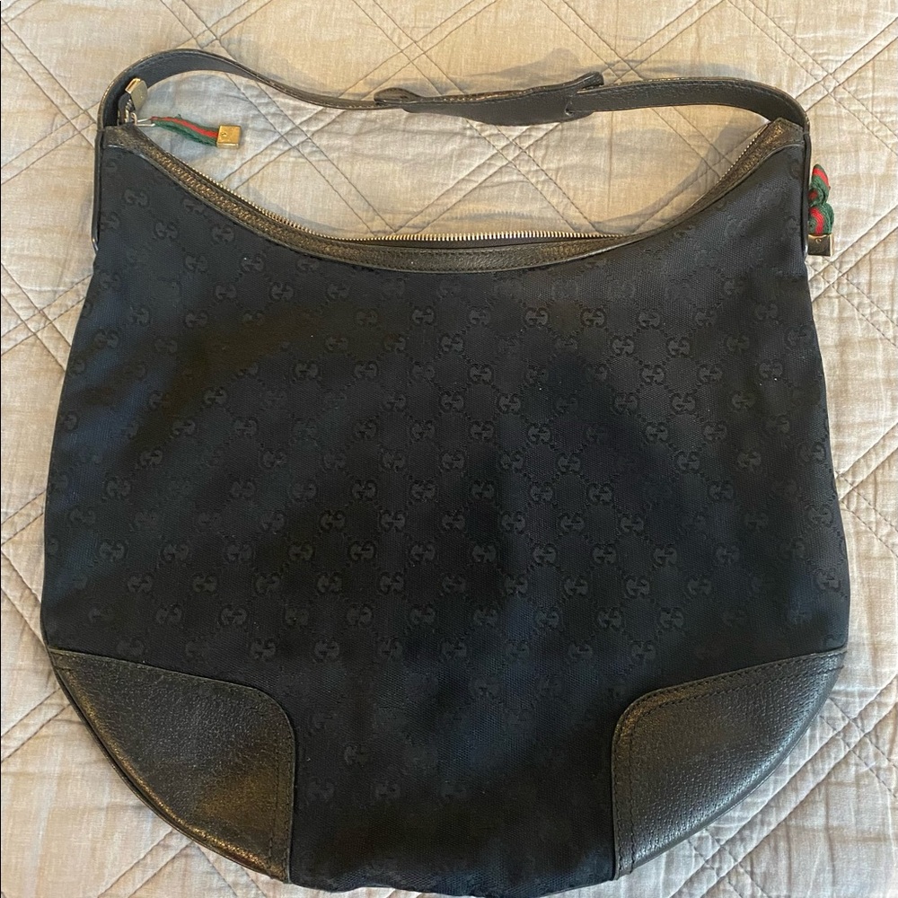 Gucci Monogram Princy Hobo Shoulder Bag - Black